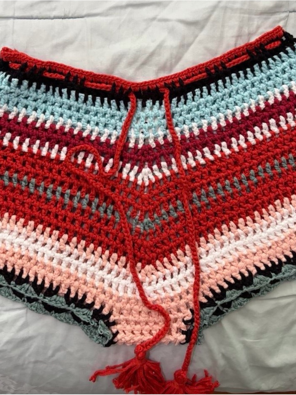 Misguided Crochet Stripe Shorts - NEW w/ tags